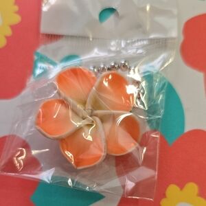 Orange and Cream Flower Keychain